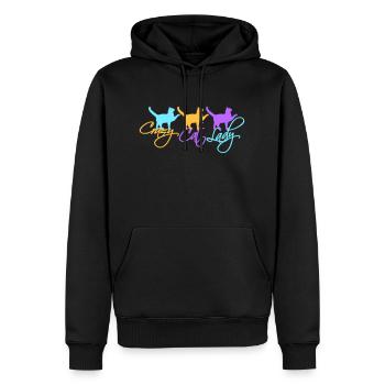 Chat fou Dame Texte Folle Femme Chats Amour - Sweat à capuche Premium bio Homme - noir - Devant - Nico (187cm)