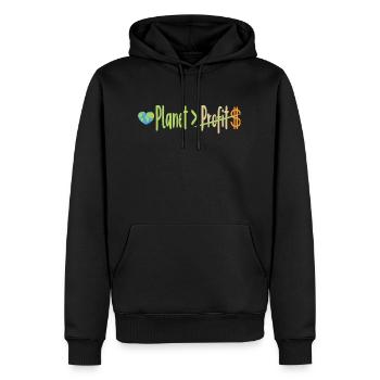 Message écolo - Activisme écologique zéro déchet - Sweat à capuche Premium bio Homme - noir - Devant - Nico (187cm)
