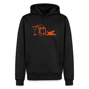 verre apero biere sexe position icone humour - Sweat à capuche Premium bio Homme - noir - Devant - Nico (187cm)