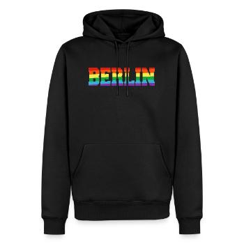 Berlin Regenbogenfahne - Männer Premium Bio Hoodie - Schwarz - Vorne - Nico (187cm)