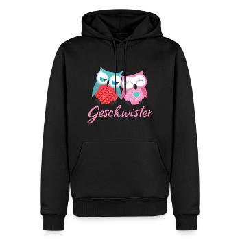 Geschwister Eulen - Männer Premium Bio Hoodie - Schwarz - Vorne - Nico (187cm)