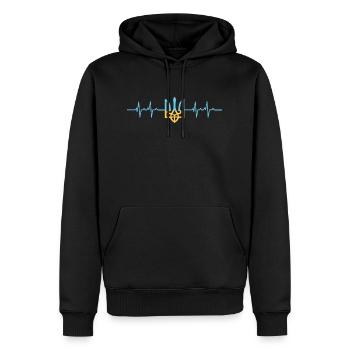 Herzschlag Ukraine Frieden Peace - Männer Premium Bio Hoodie - Schwarz - Vorne - Nico (187cm)