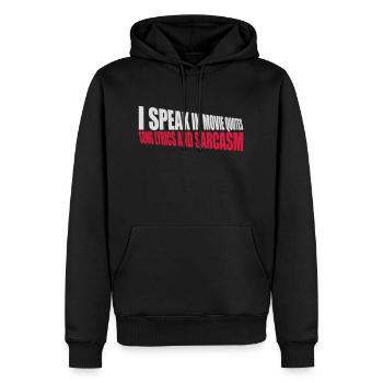 speak lyrics and sarcasm - Männer Premium Bio Hoodie - Schwarz - Vorne - Nico (187cm)