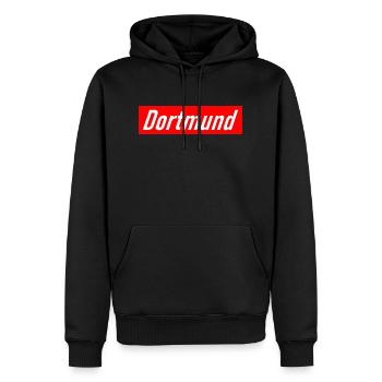 Dortmund - Slogan - Deutschland - Germany - Männer Premium Bio Hoodie - Schwarz - Vorne - Nico (187cm)