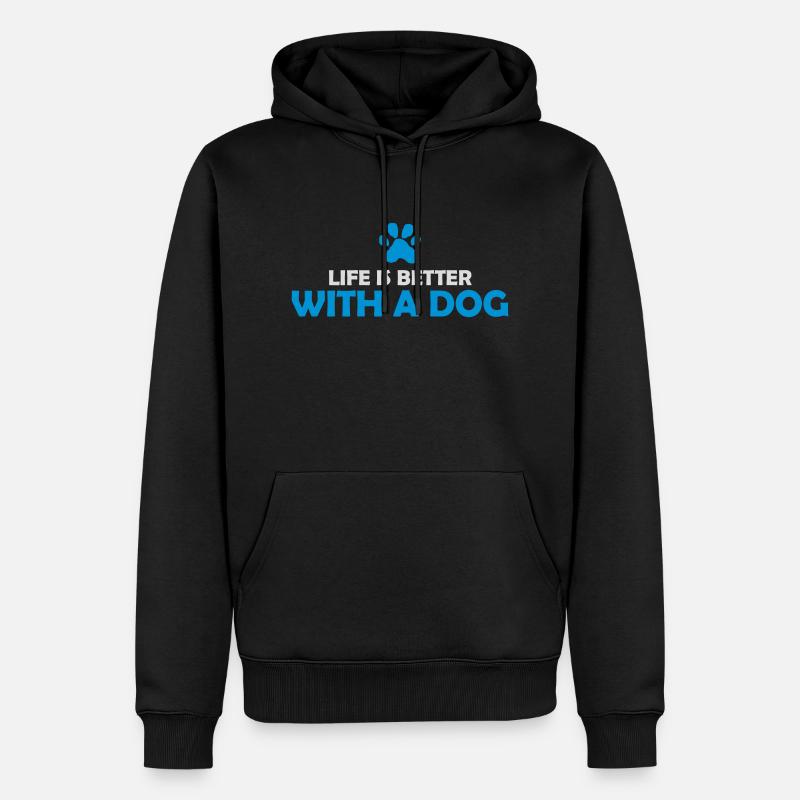 mieux avec un chien - Sweat à capuche Premium bio Homme - noir