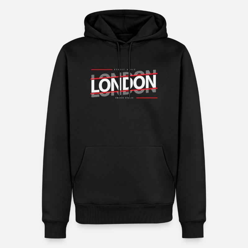London - Sweat à capuche Premium bio Homme - noir