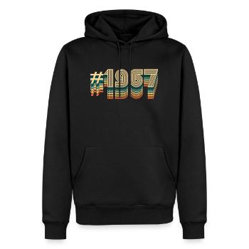 55ème anniversaire millésime 1967 - Sweat à capuche Premium bio Homme - noir - Devant - Nico (187cm)