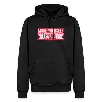 make yourself proud Zitat - Männer Premium Bio Hoodie - Schwarz - Vorne - Nico (187cm)
