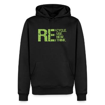 ReCycle ReUse ReNew ReThink - Männer Premium Bio Hoodie - Schwarz - Vorne - Nico (187cm)
