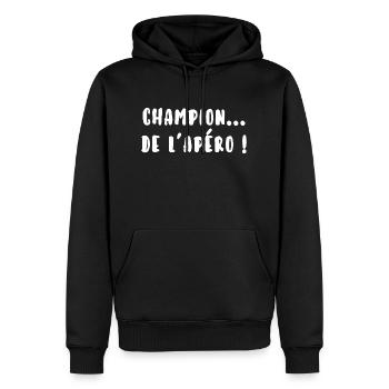 Champion de l’apéro - Sweat à capuche Premium bio Homme - noir - Devant - Nico (187cm)