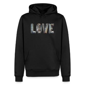 Disco Love - Men’s Premium Organic Hoodie - black - Front - Nico (187cm)