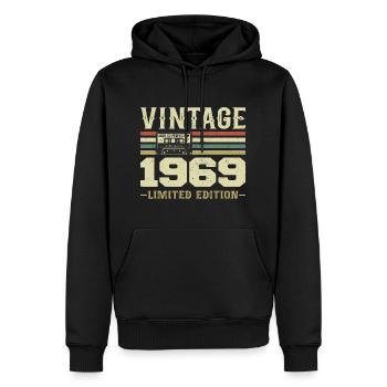 Jahrgang 1969 Retro 1969 Geburtstagsgeschenk - Männer Premium Bio Hoodie - Schwarz - Vorne - Nico (187cm)