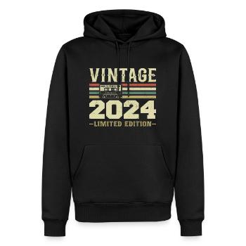 Vintage 2024 Rétro Cadeau D’anniversaire 2024 - Sweat à capuche Premium bio Homme - noir - Devant - Nico (187cm)