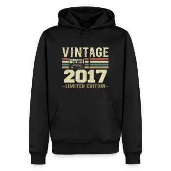 Vintage 2017 Rétro Cadeau D’anniversaire 2017 - Sweat à capuche Premium bio Homme - noir - Devant - Nico (187cm)