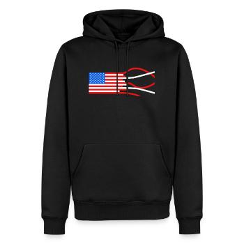 Étoiles et rayures - Sweat à capuche Premium bio Homme - noir - Devant - Nico (187cm)