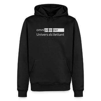 omnipotenter Universaldilettant - Männer Premium Bio Hoodie - Schwarz - Vorne - Nico (187cm)