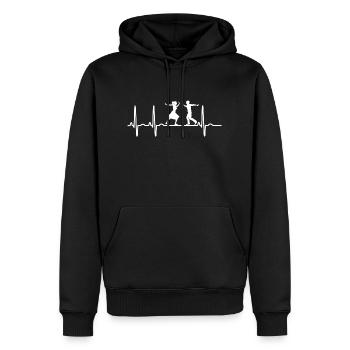 Lindy Hop Swing Tanzen Geschenk Heartbeat Boogie - Männer Premium Bio Hoodie - Schwarz - Vorne - Nico (187cm)