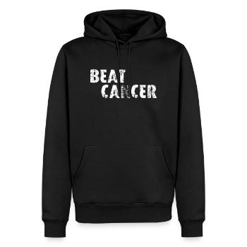 BEAT CANCER - White Logo - Männer Premium Bio Hoodie - Schwarz - Vorne - Nico (187cm)