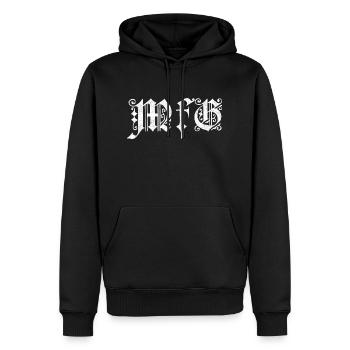 Mit freundlichen Grüßen - Männer Premium Bio Hoodie - Schwarz - Vorne - Nico (187cm)