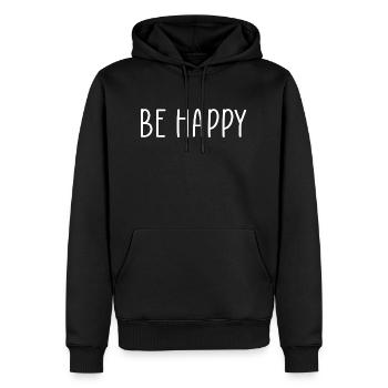 Sois heureux - Sweat à capuche Premium bio Homme - noir - Devant - Nico (187cm)