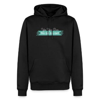 Na no na net - texte blanc - Sweat à capuche Premium bio Homme - noir - Devant - Nico (187cm)