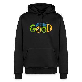 voir la bonne citation - Sweat à capuche Premium bio Homme - noir - Devant - Nico (187cm)
