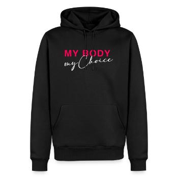 Mon corps - Mon choix - Sweat à capuche Premium bio Homme - noir - Devant - Nico (187cm)
