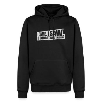 I came saw forget - Männer Premium Bio Hoodie - Schwarz - Vorne - Nico (187cm)