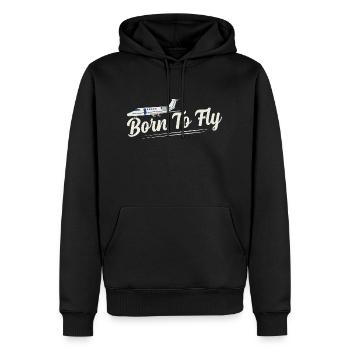 Born To Fly Airline Pilot Aviation - Sweat à capuche Premium bio Homme - noir - Devant - Nico (187cm)