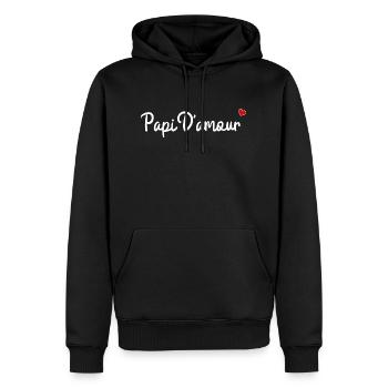 Papi d'amour - Sweat à capuche Premium bio Homme - noir - Devant - Nico (187cm)