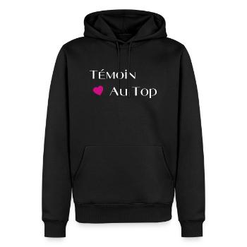 Témoin au top - Sweat à capuche Premium bio Homme - noir - Devant - Nico (187cm)