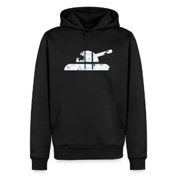 Panzer Minimal Used Look - Männer Premium Bio Hoodie - Schwarz - Vorne - Nico (187cm)