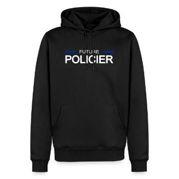 Future policier - Sweat à capuche Premium bio Homme - noir - Devant - Nico (187cm)