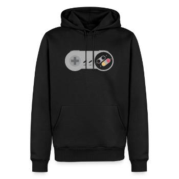Controller - Männer Premium Bio Hoodie - Schwarz - Vorne - Nico (187cm)