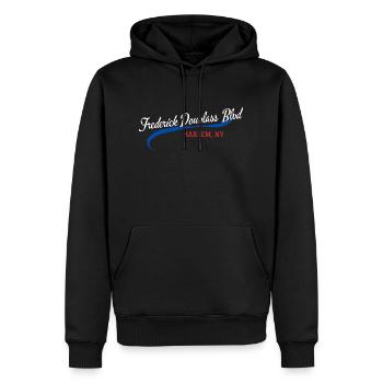 Neighborhood Series – Frederick Douglass Blvd - Männer Premium Bio Hoodie - Schwarz - Vorne - Nico (187cm)