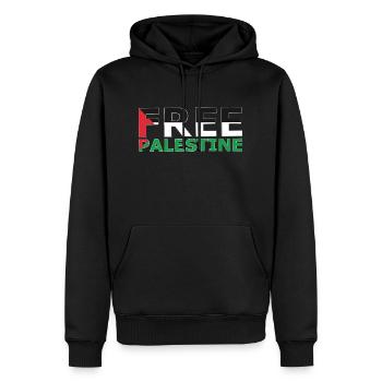 FREE PALESTINE - Men’s Premium Organic Hoodie - black - Front - Nico (187cm)