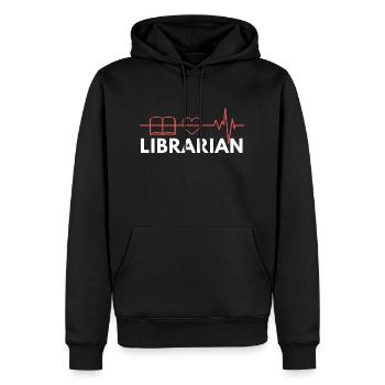 Librarian Happy word - Sweat à capuche Premium bio Homme - noir - Devant - Nico (187cm)