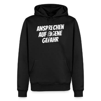 Ansprechen auf eigene Gefahr - Männer Premium Bio Hoodie - Schwarz - Vorne - Nico (187cm)
