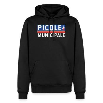 tee-shirt picole municipale - Sweat à capuche Premium bio Homme - noir - Devant - Nico (187cm)