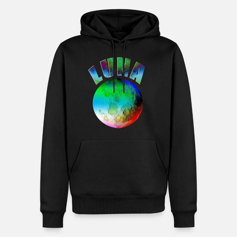 Luna Mond Regenbogen - Männer Premium Bio Hoodie - Schwarz