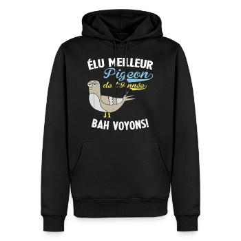 Élu meilleur pigeon d'l'Année Chuchoteur de pigeon - Sweat à capuche Premium bio Homme - noir - Devant - Nico (187cm)