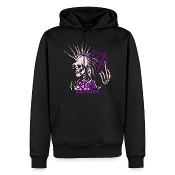 Skelett Punk Irokesen Anarchie Mittelfinger Viol - Männer Premium Bio Hoodie - Schwarz - Vorne - Nico (187cm)