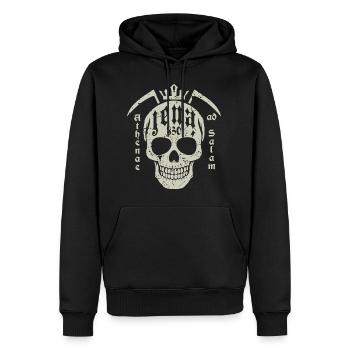 Jena 830 - Männer Premium Bio Hoodie - Schwarz - Vorne - Nico (187cm)