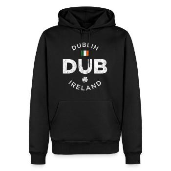 DUB, Dublin, Irland - Männer Premium Bio Hoodie - Schwarz - Vorne - Nico (187cm)