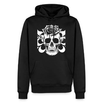 Horreur Crâne Crâne Art Crâne Gothique Heavy Metal - Sweat à capuche Premium bio Homme - noir - Devant - Nico (187cm)