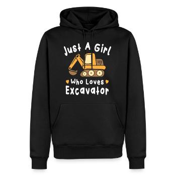 Juste une fille qui aime l’excavatrice - Sweat à capuche Premium bio Homme - noir - Devant - Nico (187cm)