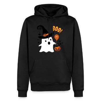 BOO! Fantôme Halloween - Sweat à capuche Premium bio Homme - noir - Devant - Nico (187cm)