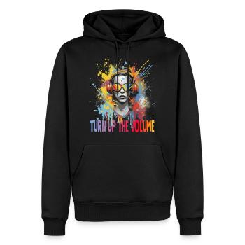 Turn up the volume Hip Hop Musik - Männer Premium Bio Hoodie - Schwarz - Vorne - Nico (187cm)