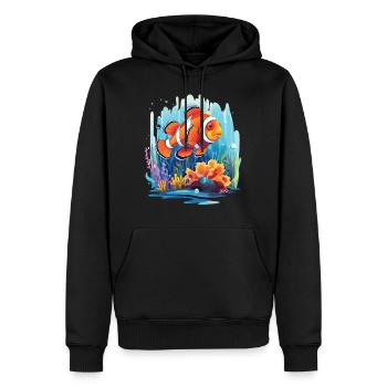 Poisson clown dans un récif corallien - Sweat à capuche Premium bio Homme - noir - Devant - Nico (187cm)
