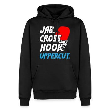 Uppercut de crochet croisé Jab de boxe1 - Sweat à capuche Premium bio Homme - noir - Devant - Nico (187cm)